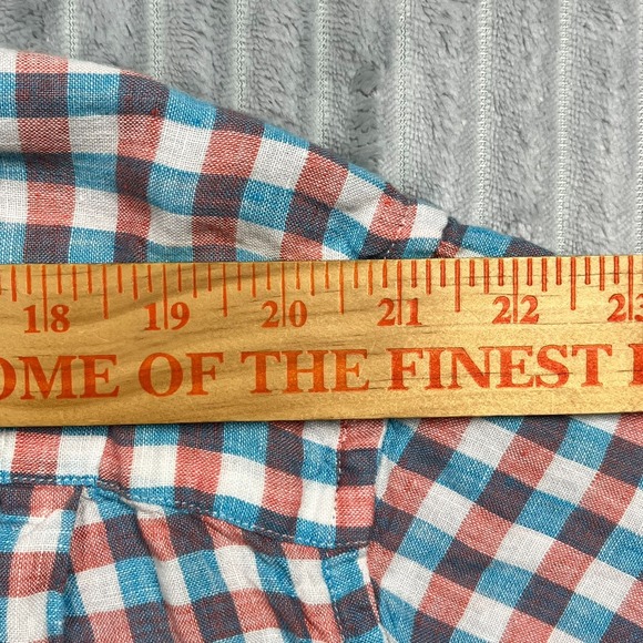 Jos A Bank Linen Button Up Shirt Men's 2XL Gingham Plaid Colorful Beach Resort - Picture 13 of 15